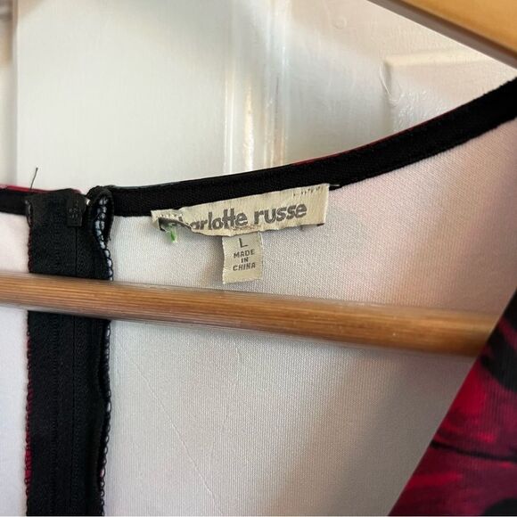 Charlotte Russe Floral Mini Dress - Black and Pink - Picture 4 of 7